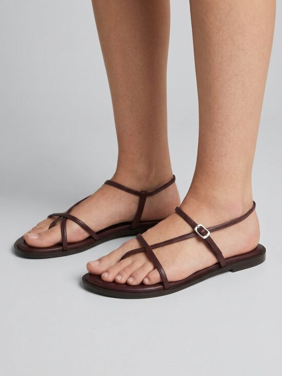 Free People Shoes - Free People Corsica Brown Leather Strappy Sandals Buckle Flat Summer Boho Shoe